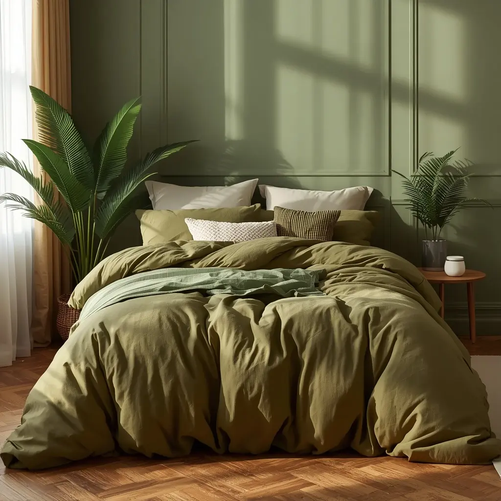 Monbix olive green queen comforter set with 7 pieces bed in a bag bedding
